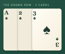 Three newly drawn cards visible in the drawn row.